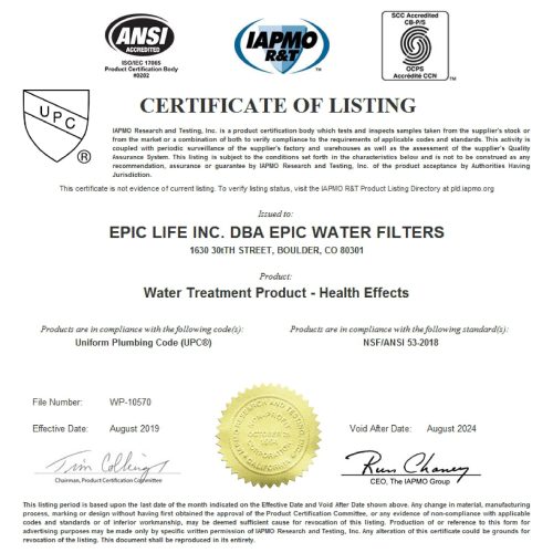 Epic Smart Shield Epic Water Filters USA 4821