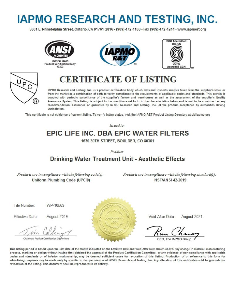 Epic Smart Shield Epic Water Filters USA 770