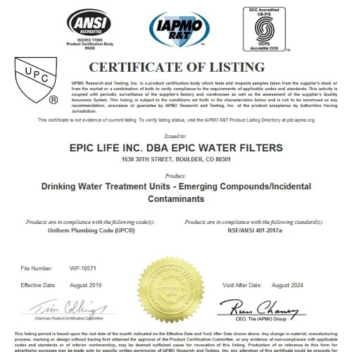 Epic Smart Shield with Dedicated Faucet Epic Water Filters USA 7012